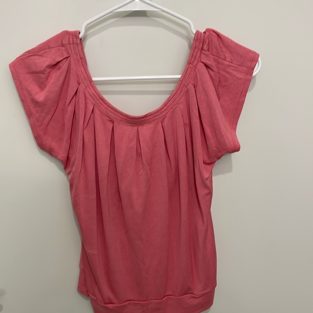 short sleeve bubble gum pink top from Banana Republic